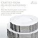 Silver Spoons Party Disposable 40 PC Set Dinner Side Plates | Heavyweight Plastic Dishes | Elegant Fine China Look | for Upscale Wedding and Dining-Baroque, 20 Servings, White