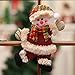 Bcharm Christmas Tree Ornament Sets, 4pc Christmas Plush & Plaids Dolls for Decoration, Santa/Snowman/Elk/Bear