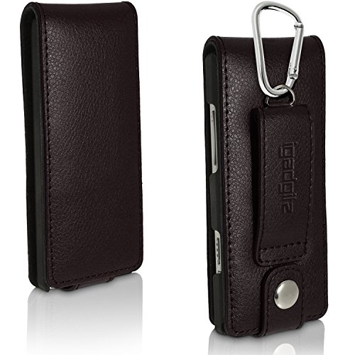 iGadgitz Black Leather Flip Case Cover for Sony Walkman NWZ-A15 NWZ-A17 NW-A25 NW-A27 8GB 16GB 32GB & 64GB with Detachable Carabiner + Belt Loop + Magnetic Closure + Screen Protector - Thumbnail 3