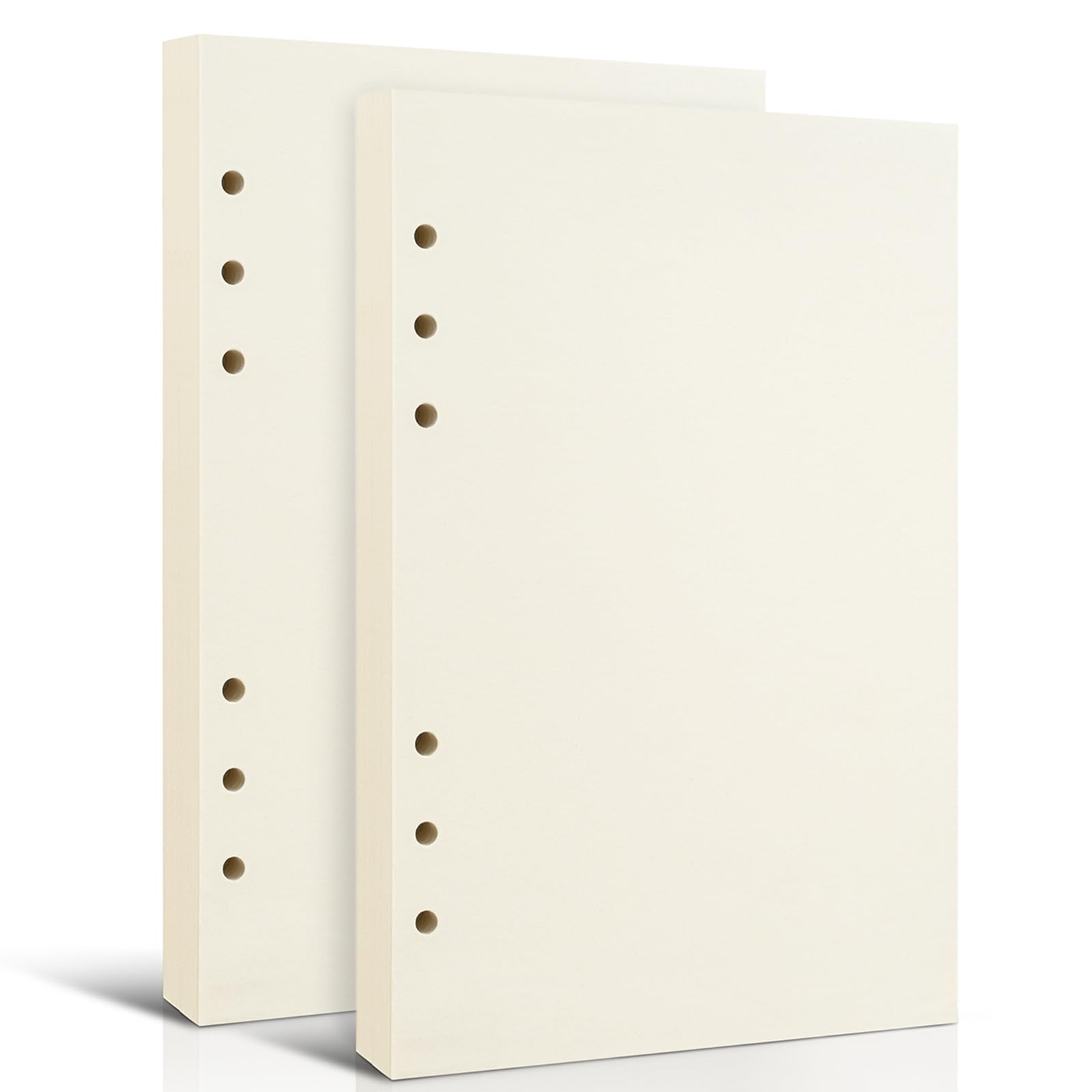 Photo 1 of Tofun 2 Packs A5 Refillable Blank Paper for 6-Ring Binders Planner Traveller Journal Notebook Diary, 80 Sheets 160 Pages, Beige