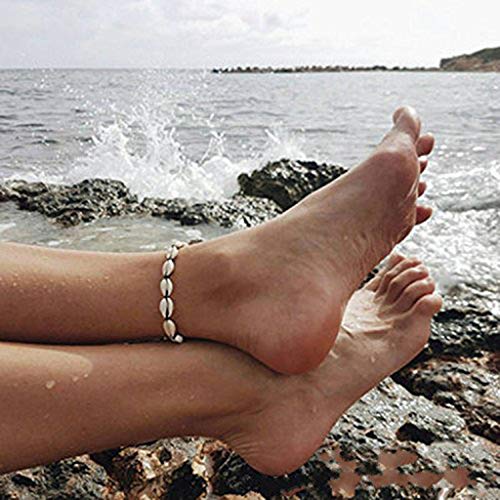 SimpleLif Handwoven Cobalt Shell Anklet Bracelets Natural Cowrie Beads Hawaiian Beach Foot Jewelry for Women Girl - Thumbnail 4