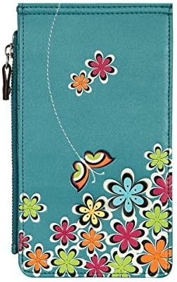 MENKAI Women Flower &amp; Butterfly Multi Card Organizer Wallet with Zipper Pocket 768X2