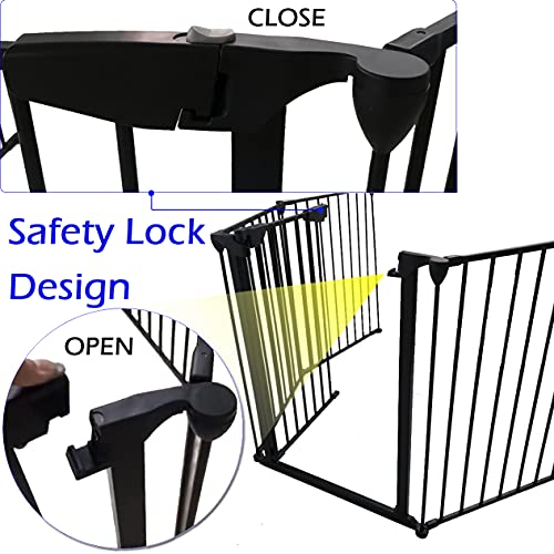 Nisorpa Dog Gate, Stair Gate Stairway Barrier 120 inch Extra Wide Pet Gate, Large Openings