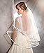 POP DESIGNER Two Tier Satin Veil with Ribbon Trim and Blusher Bridal Veil Ivory Elbow 204 (Ivory)