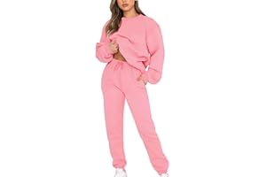 amropi Women's Tracksuit Set Fleece Sweatshirt Top and Jogging Pants Sports Outfits