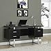 Monarch Specialties Cappuccino Hollow-Core/Silver Metal Office Desk, 60-Inch