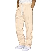 Mens Sweatpants Open Bottom Baggy Sweat Pants for Men Straight Leg Fleece Loose Fit Gym Athletic Sweatpants Pockets