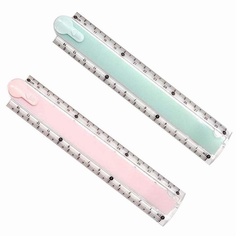 2 Pcs Folding Transparent Plastic Geometric Ruler - School Stationery for Students & Kids (Colour Random)