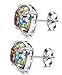 LOYALLOOK Stainless Steel Women's Stud Earrings Square Glittered Epoxy Stone 12mm