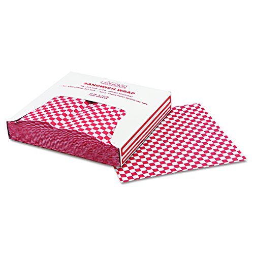 Packaging Dynamics 057700 12 Inch Length x 12 Inch Width, Red Check Grease Resistant Paper Wrap and Basket Liner, Box of 1,000 (Pack of 5) - Thumbnail 2