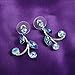 Glamorousky Blue Leaves Earrings with Blue Austrian Element Crystals
