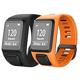 NotoCity Compatible with Spark 3/Golfer 2/Adventurer/Runner 2/3/ Silicone Watch Band Replacement for Spark/Spark 3/Golfer 2/Adventurer/Runner 2/3 Smartwatch (Black/Orange)