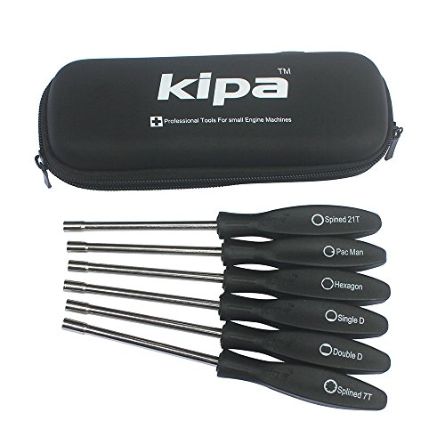 KIPA 6Pcs Carburetor Tune-up Adjusting Tool Kit 21-Teeth Splined/Pac Man / 7-Teeth Splined/Single D/Double D/Hexagon Socket For 2-Cycle Small Engines Trimmer Chainsaw Grass Trimmer