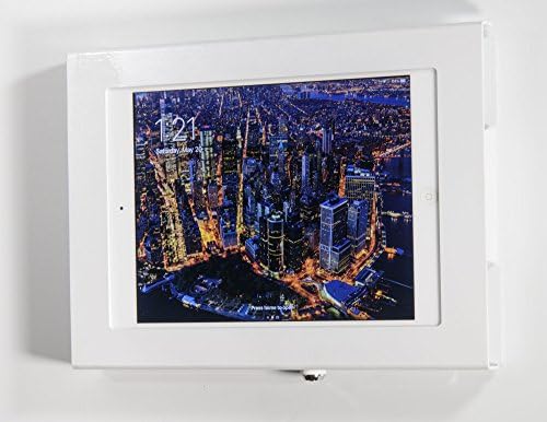 TABcare iPad Air, iPad Pro 9.7, iPad 2017 Locking Security Metal Case with 75/100 mm VESA (White VESA Wall Mount)