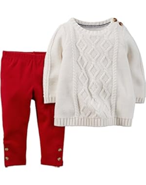Carters Baby Clothing Outfit Girls 2-Piece Cable-Knit Dress & Pant Set