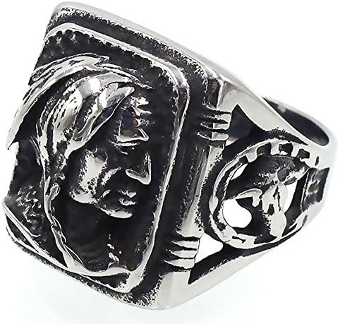 SAINTHERO Men's Vintage Stainless Steel Band Rings Gothic Devil