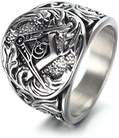 INMUINS Mens & Boys Retrol Masonic Titanium Steel Male Rings