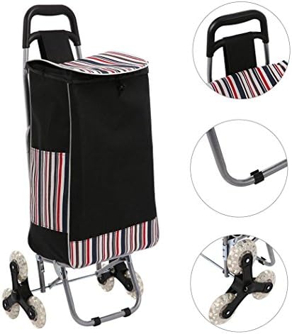 Opino 150 lbs Folding Shopping Cart Climbing Trolly, Waterproof Grocery Laundry Utility Cart with Wheel Bearings Stainless Steel (Type5_Black)