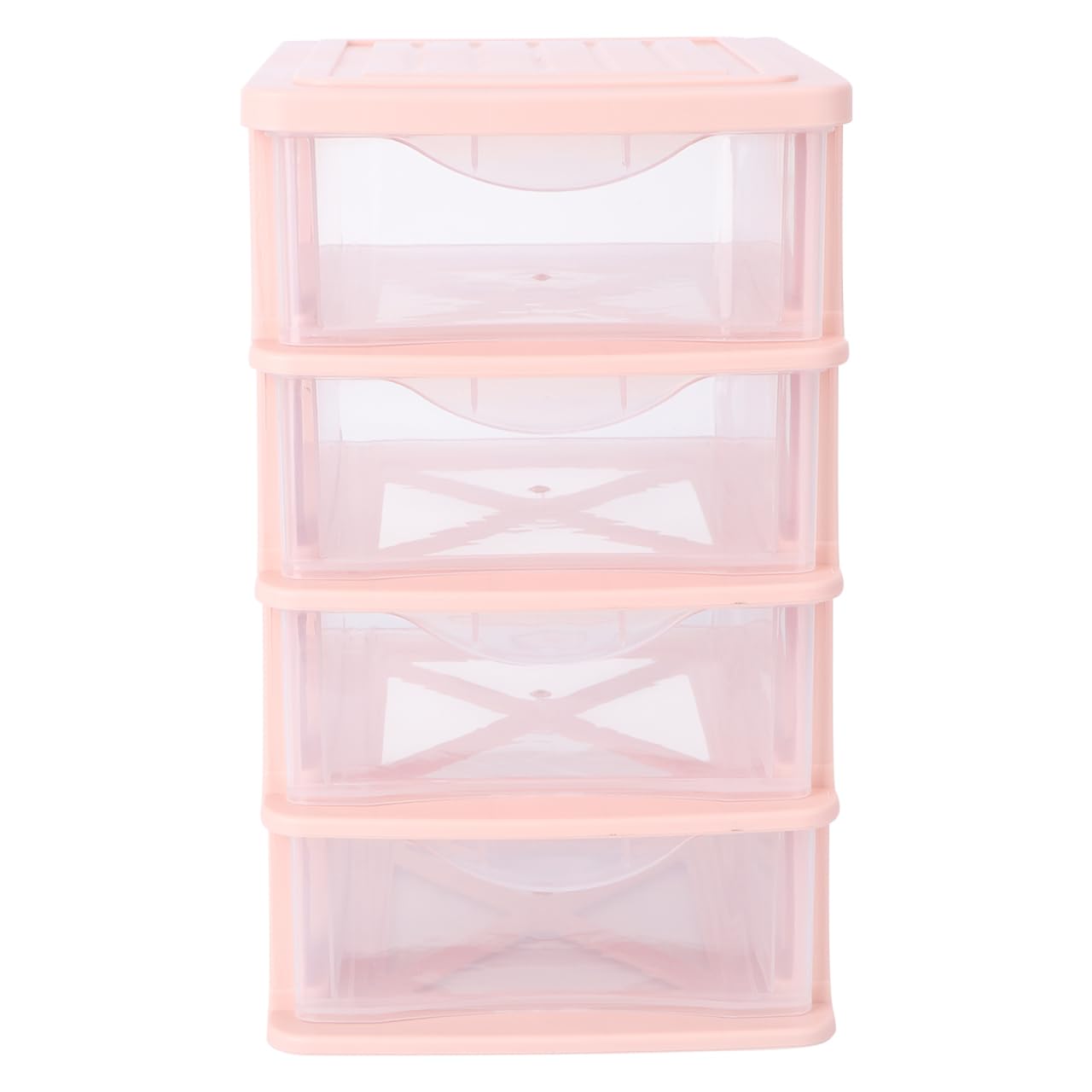 YARNOW Four- tiered Desk Storage Drawer Plastic Sundries Storage Chest Stationery Cosmetic Box for Home Office (Pink)