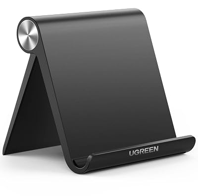 UGREEN Tablet Stand Holder Adjustable Portable Desktop Dock Office Compatible with iPad Pro 11 9.7 10.5 Air Mini 5 4 3 2 iPhone 17 16 15 14 13 12 Black