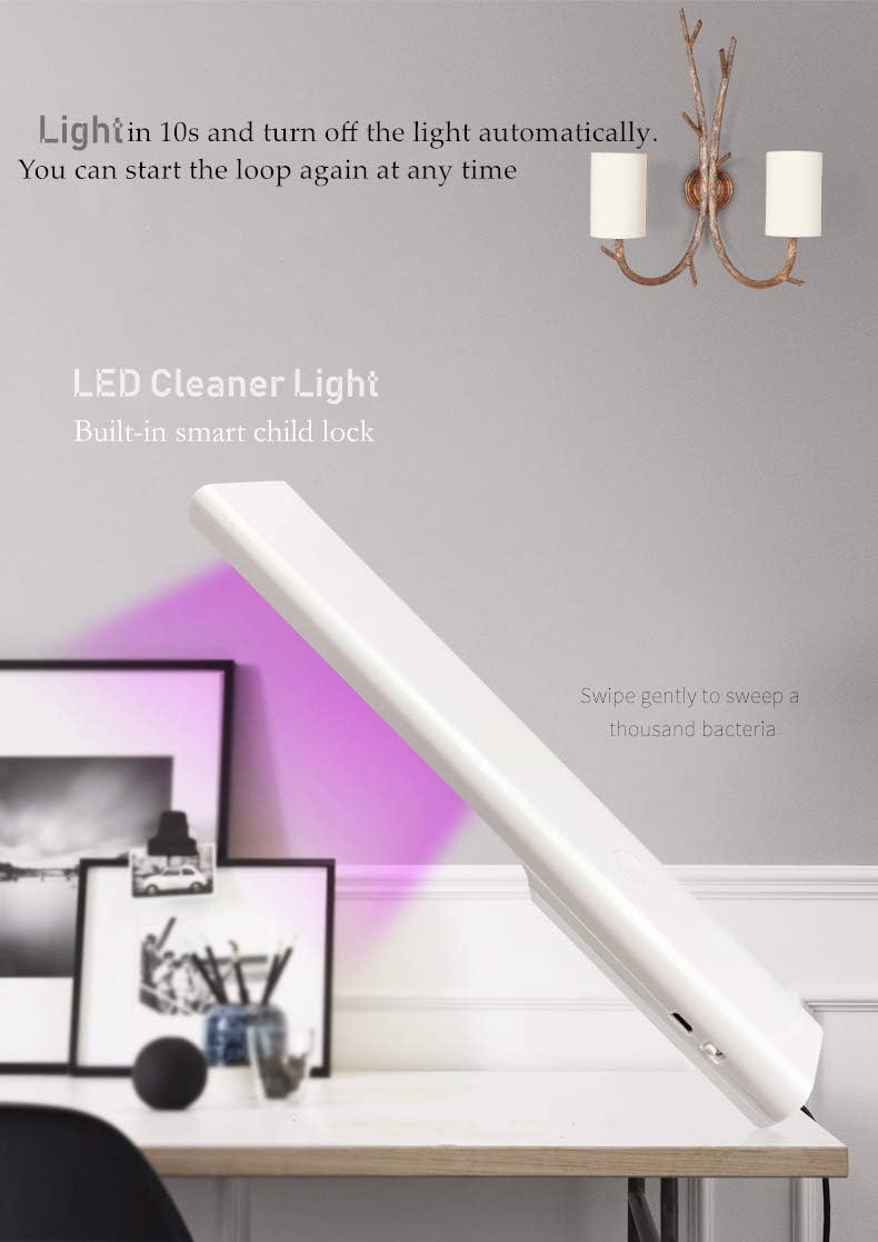 LED Portable Wand Cleaner Light 99% Cleaned Within 3 mins, 8 LED Lamp Beads for Cellphone, Jewelry, Beauty Tool & Baby Toys. (White LED Wand)