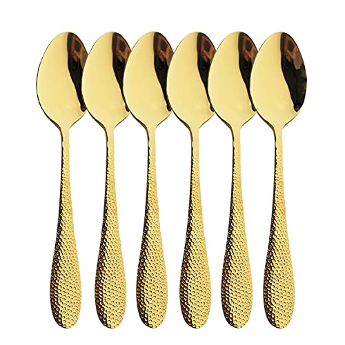 6pcs Gold Dinner Spoon Posate Posate Posate 304 Acciaio inox Stoviglie Specchio 5 Colore Cucchiaio da cucina Cucchiaio… - Image 3