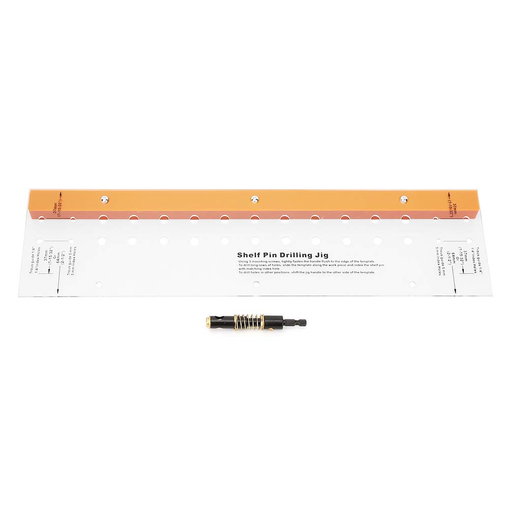 Drill Hole Guide, Woodworking Hole Drill Guide Shelf Pin Drilling Jig Self Centering Bit Set Positioner Locator Tool Electrical Tool Box Shelf Pin Drilling Jig