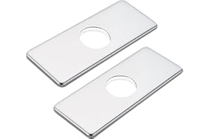 KANFOUAELA 2pcs 6" Hole Cover Deck Plate for Bathroom Vanity Sink, 3-to-1 Bathroom Faucet Escutcheon Plate, Rectangle, Stainless Steel (Chrome)