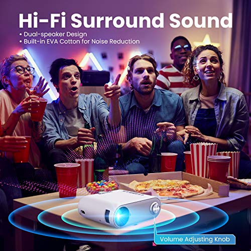 Mini Projector for iPhone, VicTsing Outdoor Portable Projector WiFi Projector 6000L, HD 1080P Supported Video Projector Home Movie Projector Compatible with Type-C /AV/USB/HDMI/VGA/PS4 [Bag Tripod]