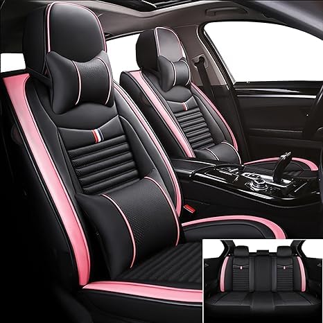 Photo 1 of TISSARLG Car Seat Cover Fit for Ford Bronco Sport 2000-2024, Dogs Friendly Seat Covers with Classic Design, Safe and Cozy Seat Cover for Cars, Non-Slip Car Seat Covers(Luxury 5 Seats,Black and Pink)