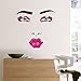 Amaonm Sexy Lips Lady Face Wall Decals Hot Fashion Woman Face Pink Red Lips Wall Stickers Beautiful Eyes Home Decor art Decals for Living Room Decor Sofa TV Background DIY Art Decals