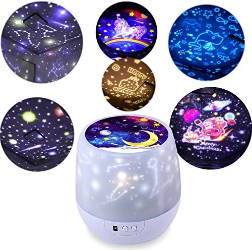 KISTRA Star Night Lights for Kids with LED Timer, 360°Rotating Projector Night Lighting Lamps with Starry Moon Sky for Indoor Bedrooms, Best Gift for Baby