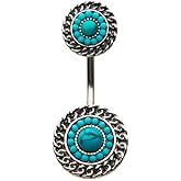 Pierced Owl - Tribal Chain Swirl Bead Centered Stainless Steel Belly Button Navel Ring