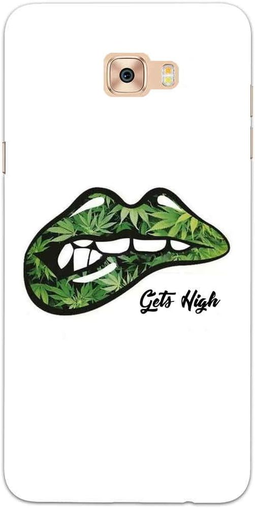 MADANYU Samsung Galaxy C9 Pro Cover - Marijuana Lips Gets High Quote Designer Printed Slim Back Case Cover for Samsung Galaxy C9 Pro