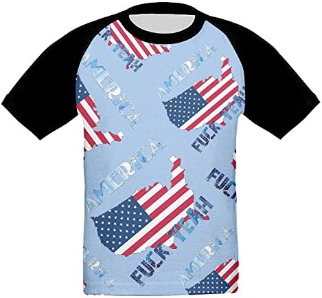 America F CK Yeah Toddler 3D Fashion Raglan T-Shirts Short Sleeved Baseball Tops