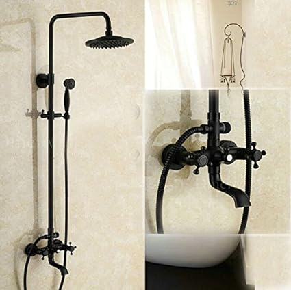 European Style Shower Faucet Set Dual Handles Outdoor Bathroom