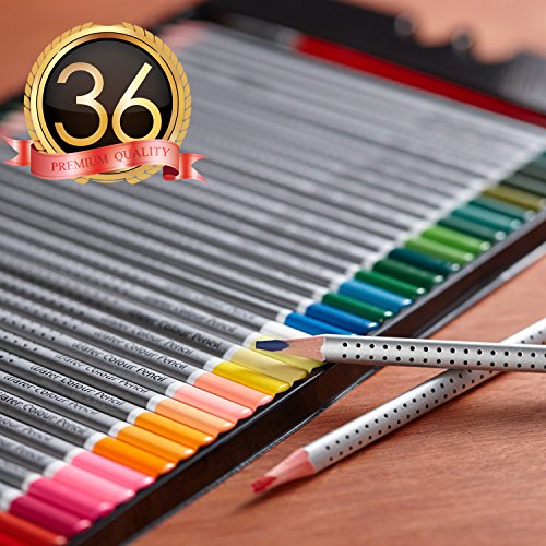 Hero 36 Watercolor Pencils - For Art Students & Professionals - Assorted Colors for Sketch Coloring Pages For Kids & Adults - Vibrant Colors For Drawing Books - Set of 36 â€¦