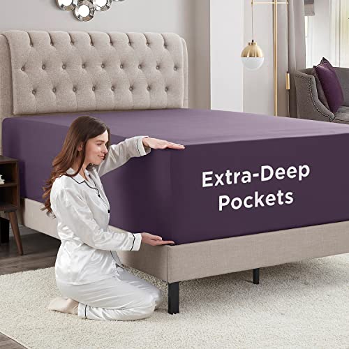 Empyrean Extra Deep Pocket Queen Fitted Sheet Only Purple Fitted