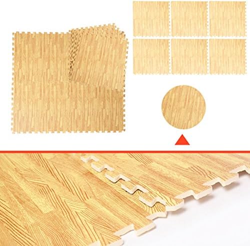 48 Sq Ft 3/8 inch High Density EVA Foam - Interlocking Floor Mat - Gym Exercise Fitness Aerobics Gymnastics Yoga - Wood Color Flooring