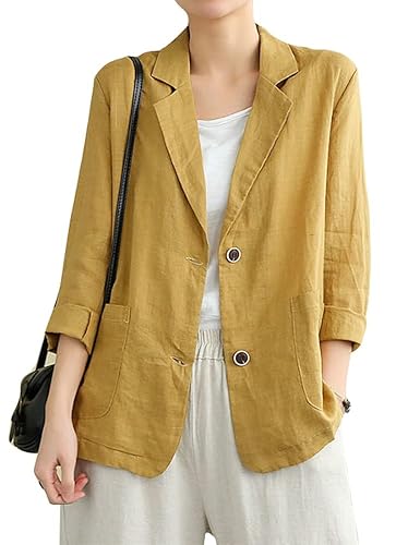 Spring Jackets for Women 2025 Summer Blazer Casual Cotton Linen