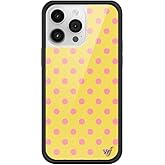 Wildflower Cases - Compatible with iPhone 14 Pro Max | Protective Black Bumper, 6.5ft Drop Test Certified, Women Owned Small Business | Spots Aesthetic Trendy Cute | Polka Dot - Pink and Yellow