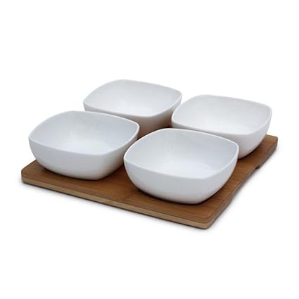 MOM Italy Morelle Bowl Set with Bamboo Base, 5-Pieces