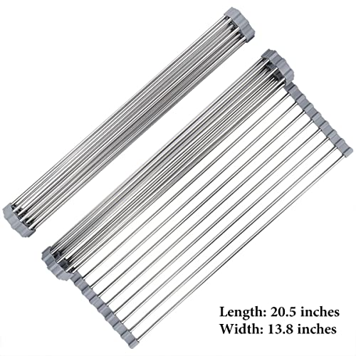 Hhyn Roll Up Dish Drying Rack 20.5"(L) x 13.8"(W) Stainless Steel and