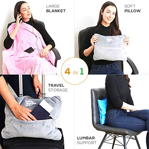 4 in 1 Travel Blanket Lightweight, Warm and Portable. The Latest