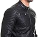 Coofandy Men's Classic Leather Motorcycle Jacket Winter Biker Jacket Black