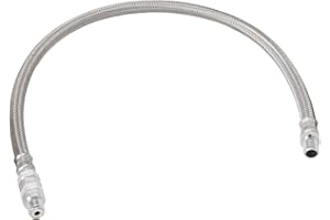 Vixen Horns Stainless Steel Air Compressor Braided Leader Hose with Check Valve 1/4" NPT Male to 1/4" NPT Male 24inch Chrome VXA7334