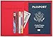 Simpac RFID Blocking Passport Holder, Passport Wallet, Travel Wallet, Passport Cover Case Crosshatch (red)