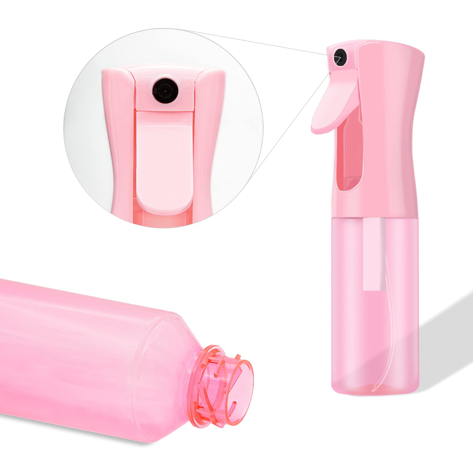 Empty Spray bottles, Continuous Spray Bottle for Hair, Spray Water Bottle Fine Mist Refillable, Skin Care, Showering Pets, Plants, travel, Ironing and Cleaning 6.8 Ounce (1 Pack, Pink)