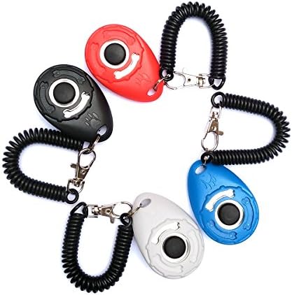 Dog Training Clicker Set Of 4 Colors - Best Obedience Training For Puppy And Young Adult Dog - Clickers With Reinforced Wrist Strap For Pet Training - New Upgrade Version