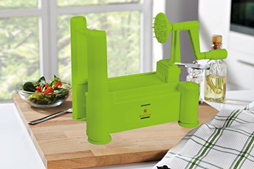 Brieftons Tri-Blade Spiralizer: Strongest-and-Heaviest Duty Vegetable Spiral Slicer, Best Veggie Pasta Spaghetti Maker for Low Carb/Paleo/Gluten-Free Meals, With 3 Exclusive Recipe eBooks - Green